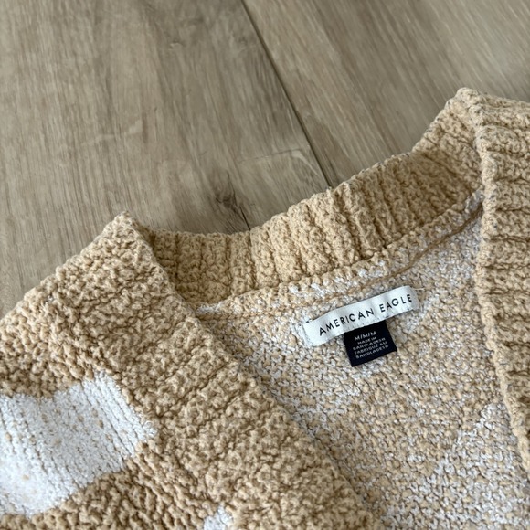 American Eagle Sweater Women's Taupe Cardigan Open Front Oversized Size Medium - Picture 5 of 7